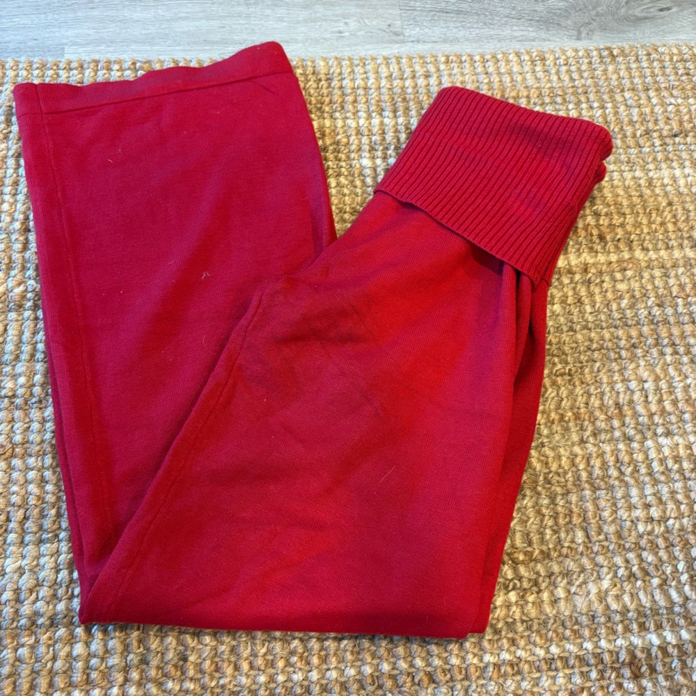 red knit foldover pants